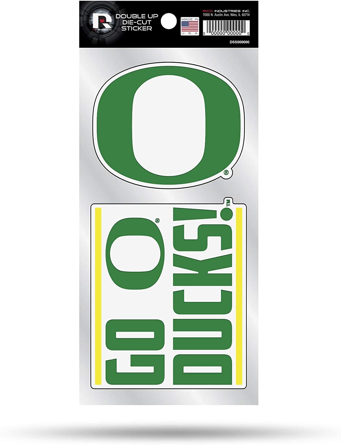 University of Oregon Ducks Double Up Die Cut Sticker Decal Sheet, 4x8 Inch