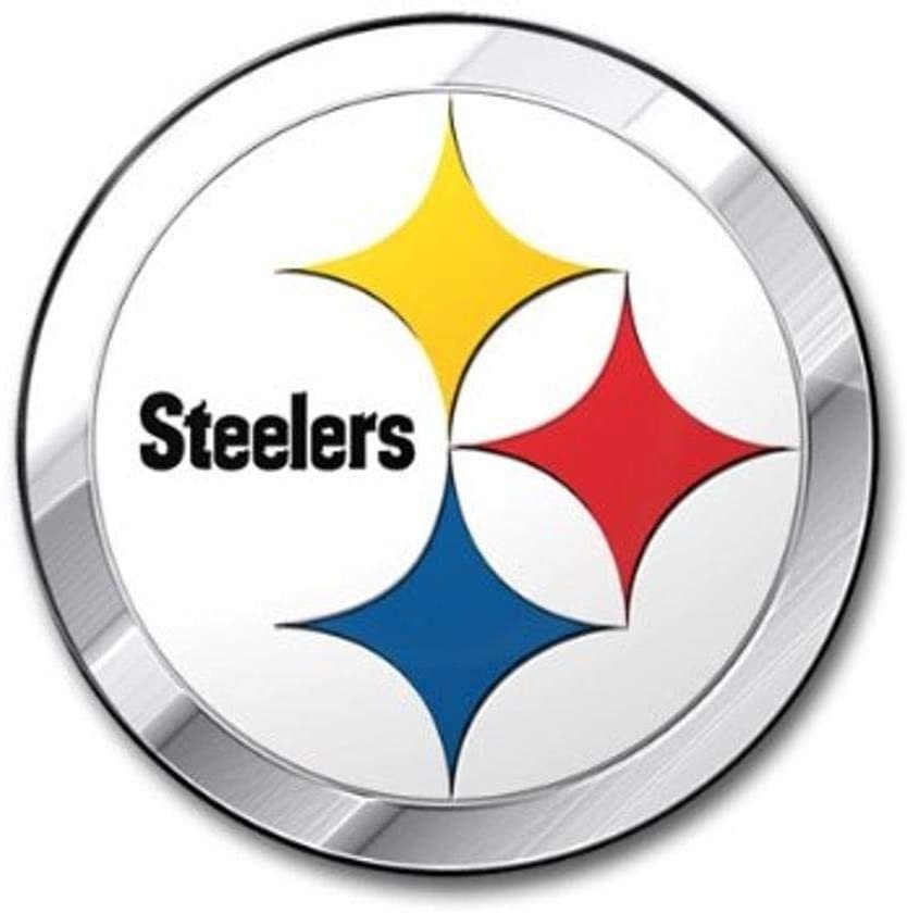 Pittsburgh Steelers Auto Emblem, Aluminum Metal, Embossed Team Color, Raised Decal Sticker, Full Adhesive Backing