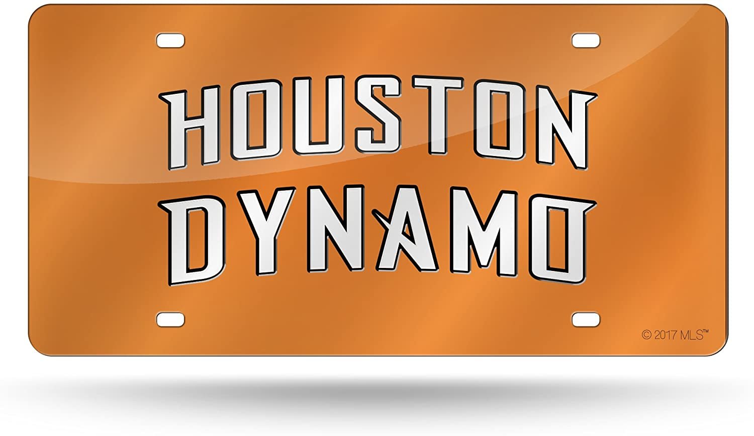 Houston Dynamo MLS Premium Laser Cut Tag License Plate, Orange Mirrored Acrylic Inlaid, 12x6 Inch