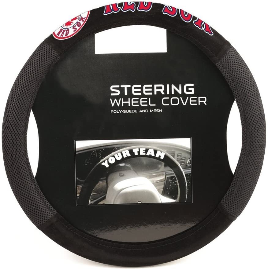 Boston Red Sox Steering Wheel Cover Black 15 Inch