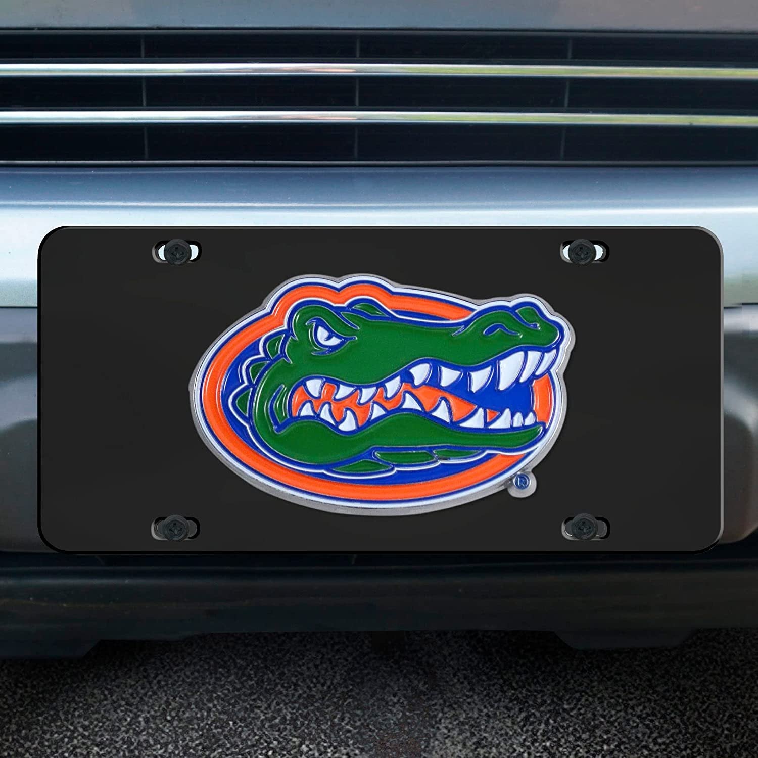 University of Florida Gators Metal License Plate Tag Die Cast 3D Black Stainless Steel