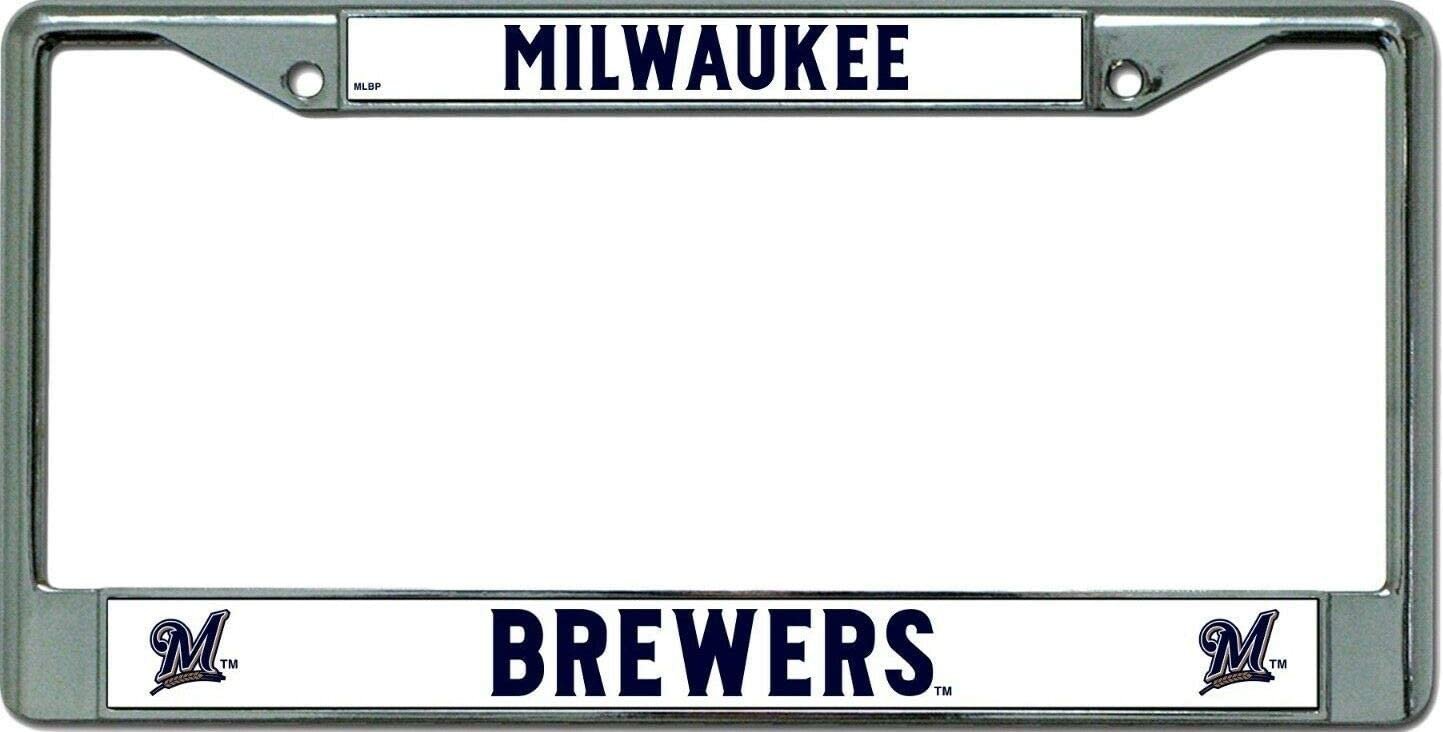 Milwaukee Brewers Premium Metal License Plate Frame Chrome Tag Cover, 12x6 Inch