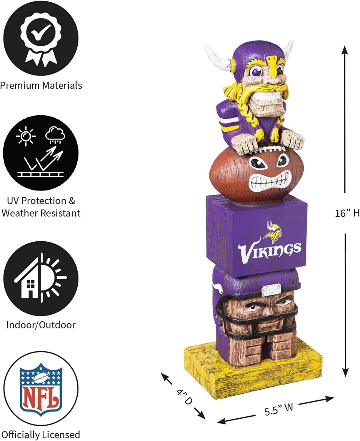 Minnesota Vikings 16 Inch Tiki Totem Garden Statue Resin Outdoor Decoration