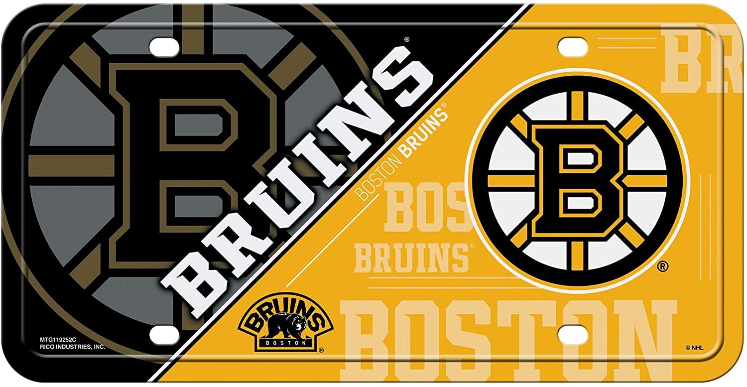 Boston Bruins Metal Auto Tag License Plate, Split Design, 6x12 Inch