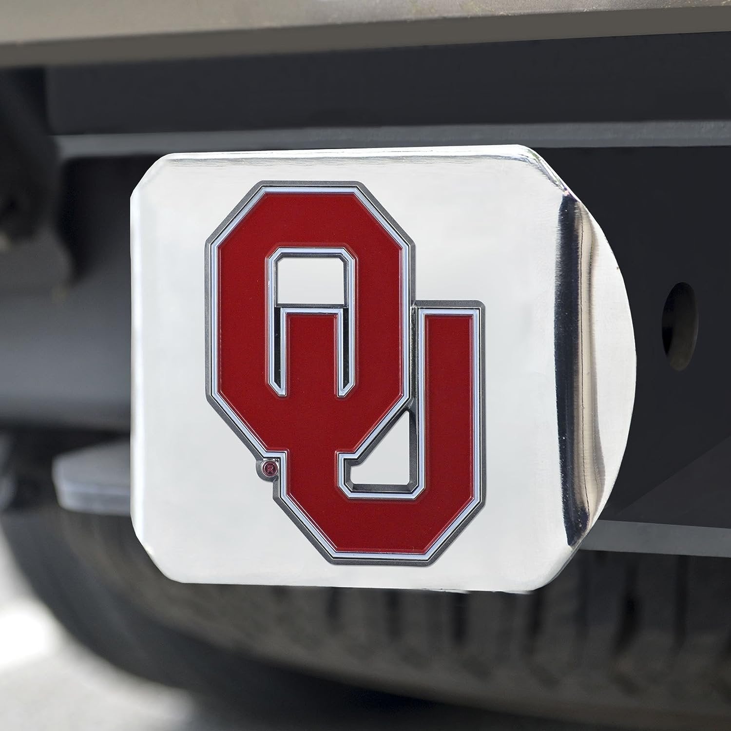 University of Oklahoma Sooners Hitch Cover Solid Metal Color Emblem 2 Inch Square Type III