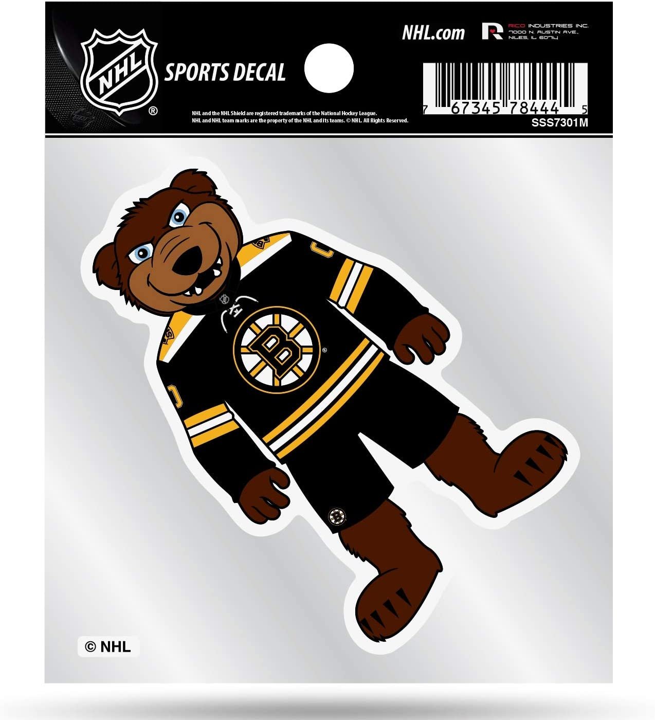 Boston Bruins Mascot Logo Premium 4x4 Decal with Clear Backing Flat Vinyl Auto Home Sticker Hockey