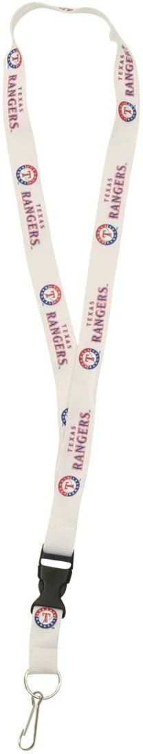 Texas Rangers White Design Lanyard Keychain Double Sided Breakaway Safety Design Adult 18 Inch