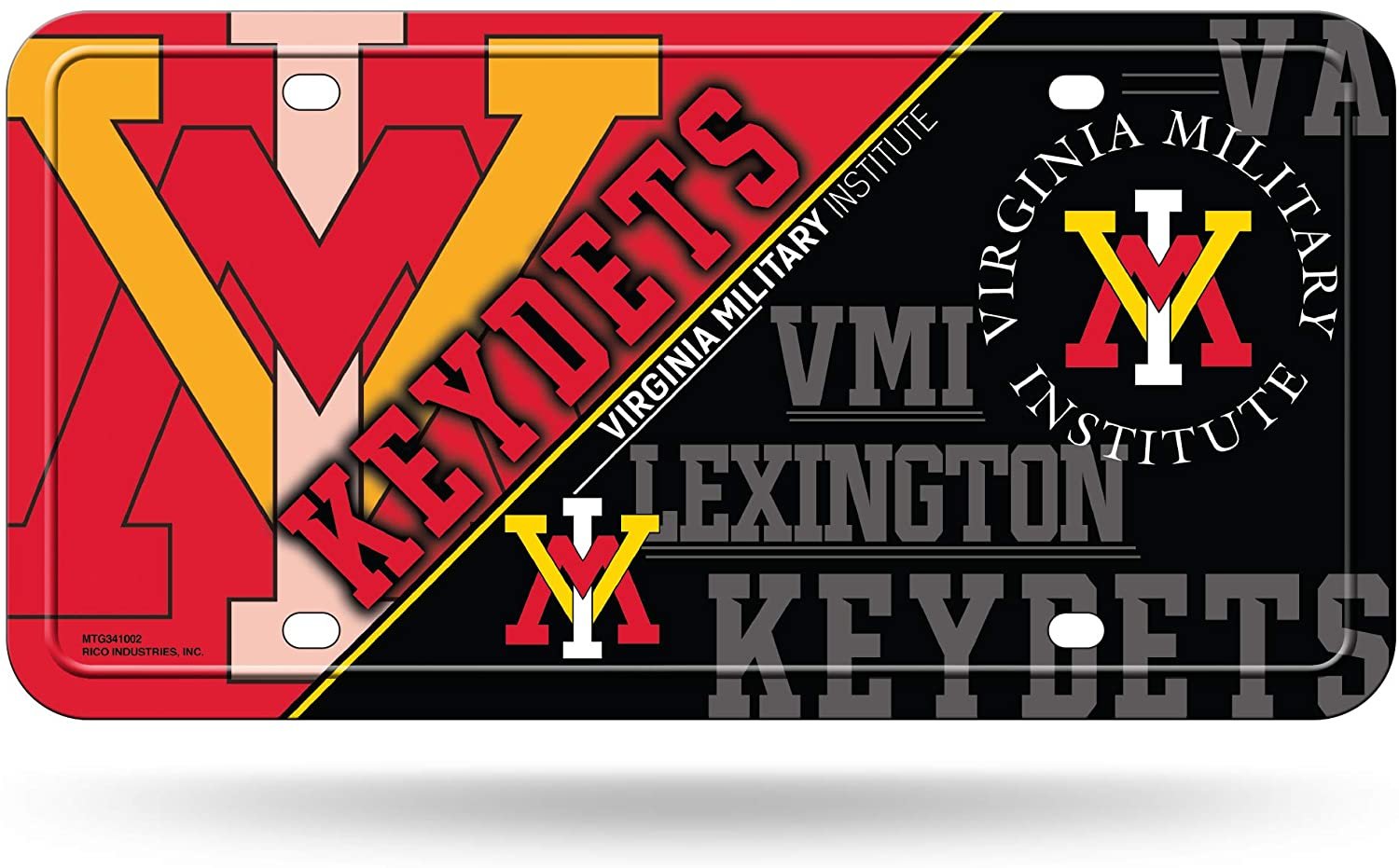 Virginia Military Institute Keydets Metal Auto Tag License Plate, Split Design, 6x12 Inch