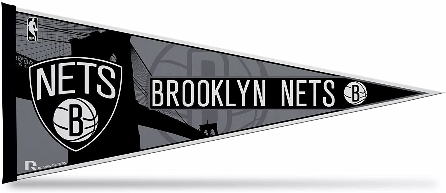 Brooklyn Nets Soft Felt Pennant, Bridge Design, 12x30 Inch, Easy To Hang