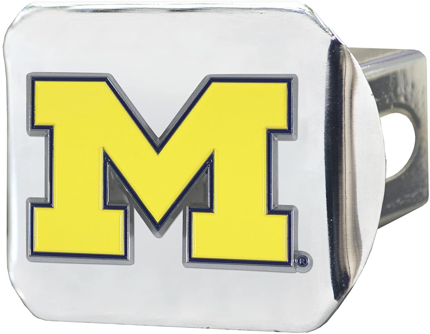 Michigan Wolverines Hitch Cover Solid Metal with Raised Color Metal Emblem 2" Square Type III University of