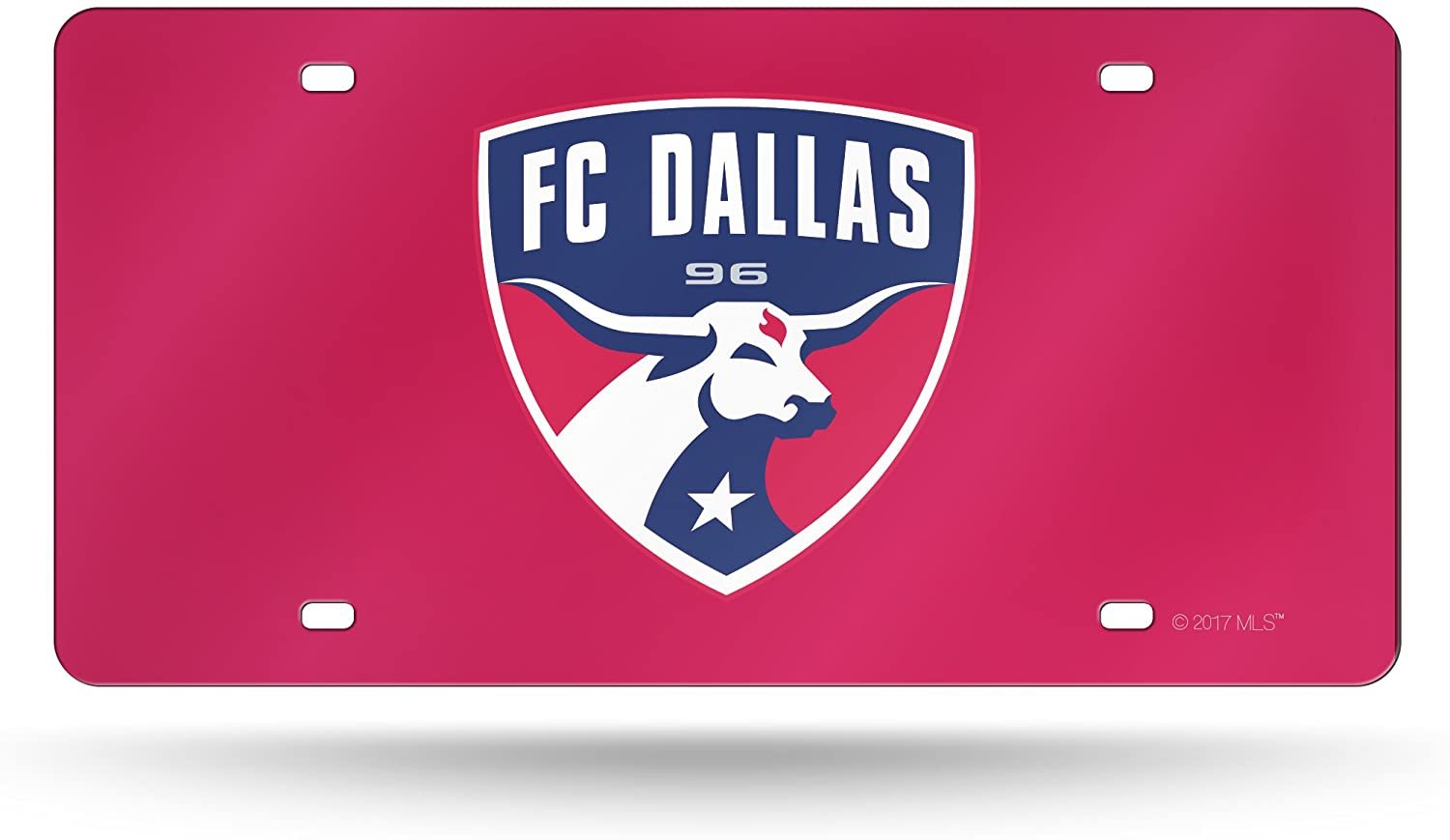 FC Dallas MLS Premium Laser Cut Tag License Plate, Red, Mirrored Acrylic Inlaid, 12x6 Inch