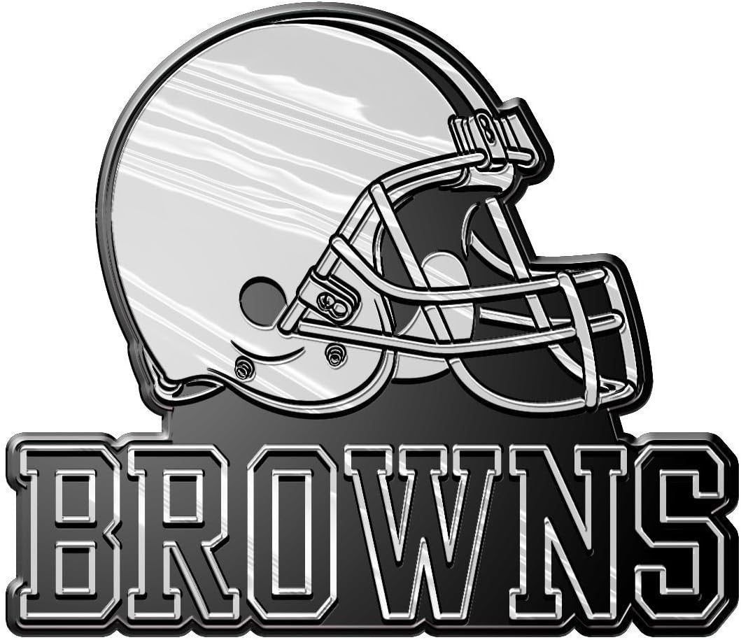Cleveland Browns Silver Chrome Color Auto Emblem Molded Raised Adhesive Tape Backing
