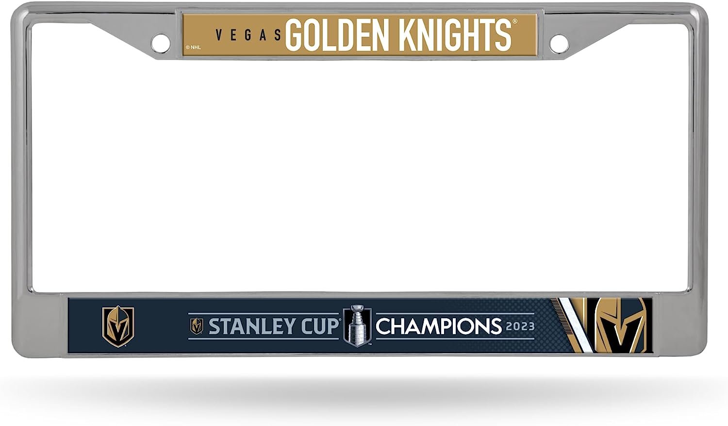 Vegas Golden Knights 2023 Stanley Cup Champions Chrome Metal License Plate Frame Tag Cover, 6x12 Inch