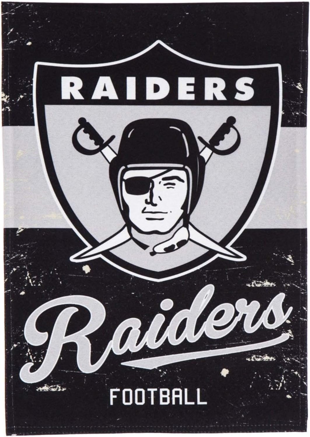Las Vegas Raiders Premium Double Sided Garden Flag Banner, Vintage Style, 13x18 Inch, Display Pole Sold Separately