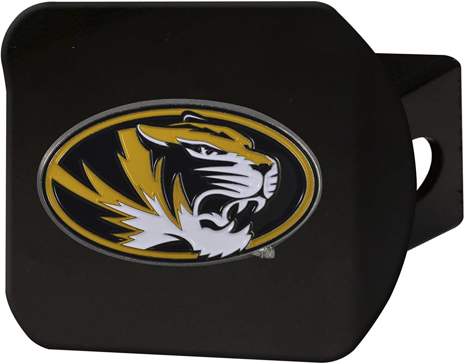 Missouri Tigers Solid Metal Black Hitch Cover with Color Metal Emblem 2 Inch Square Type III University of