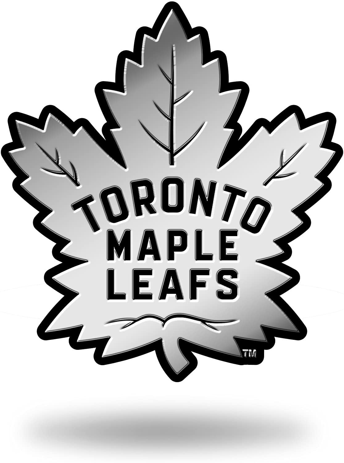 Toronto Maple Leafs Auto Emblem, Silver Chrome Color, Raised Molded Plastic, 3.5 Inch, Adhesive Tape Backing