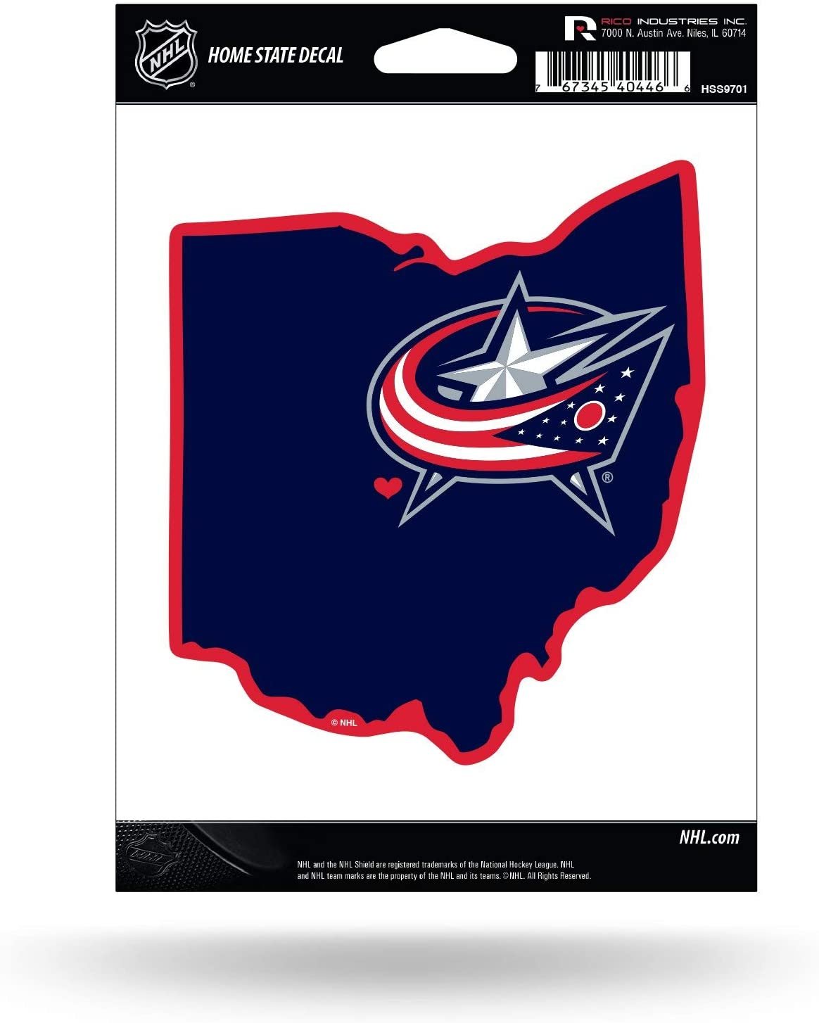 Columbus Blue Jackets 5 Inch Sticker Decal, Home State Design, Flat Vinyl, Full Adhesive Backing