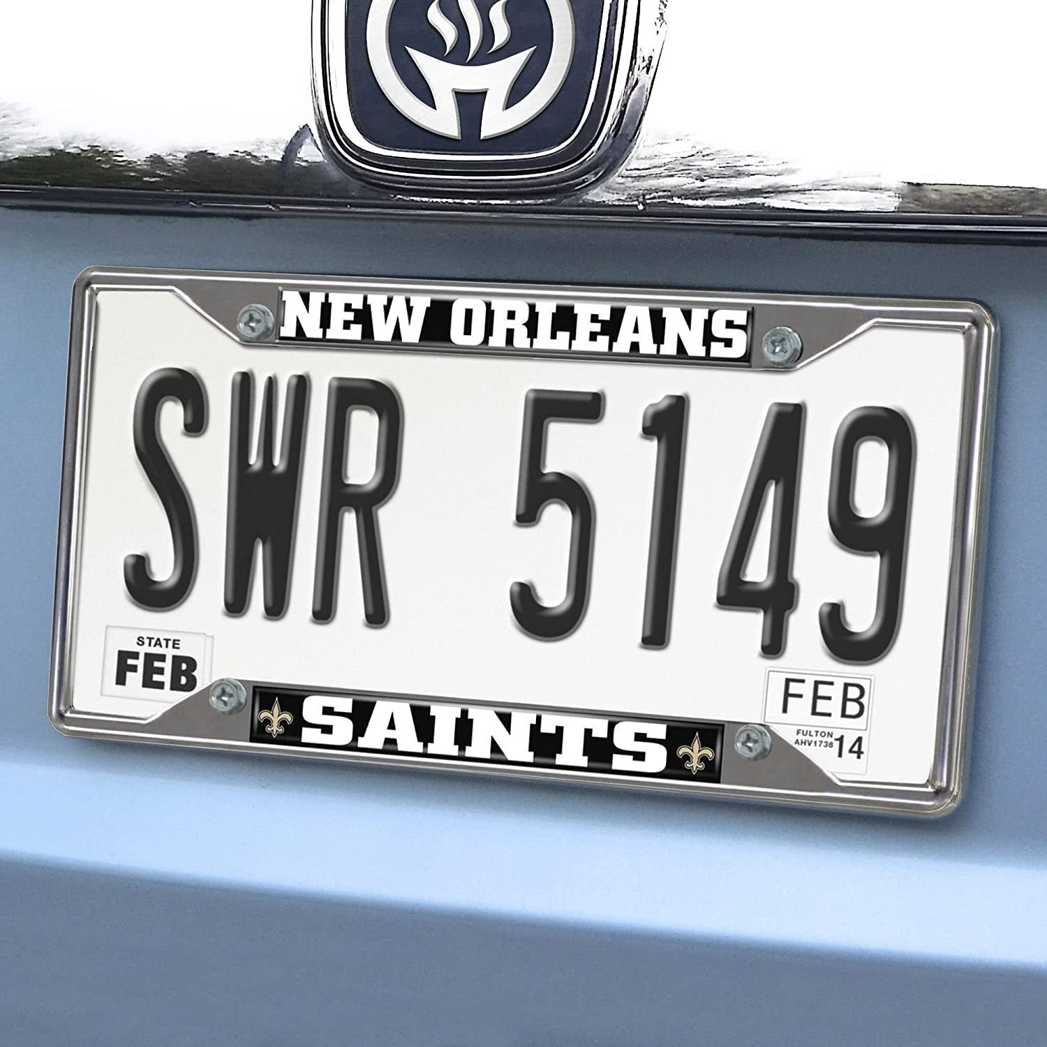 New Orleans Saints Metal License Plate Frame Chrome Tag Cover 6x12 Inch
