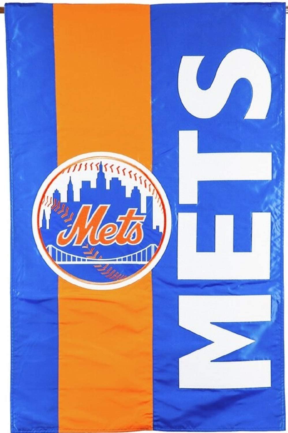 New York Mets Premium Double Sided House Flag Banner, Embellished Applique, 28x44 Inch, Display Pole Sold Separately
