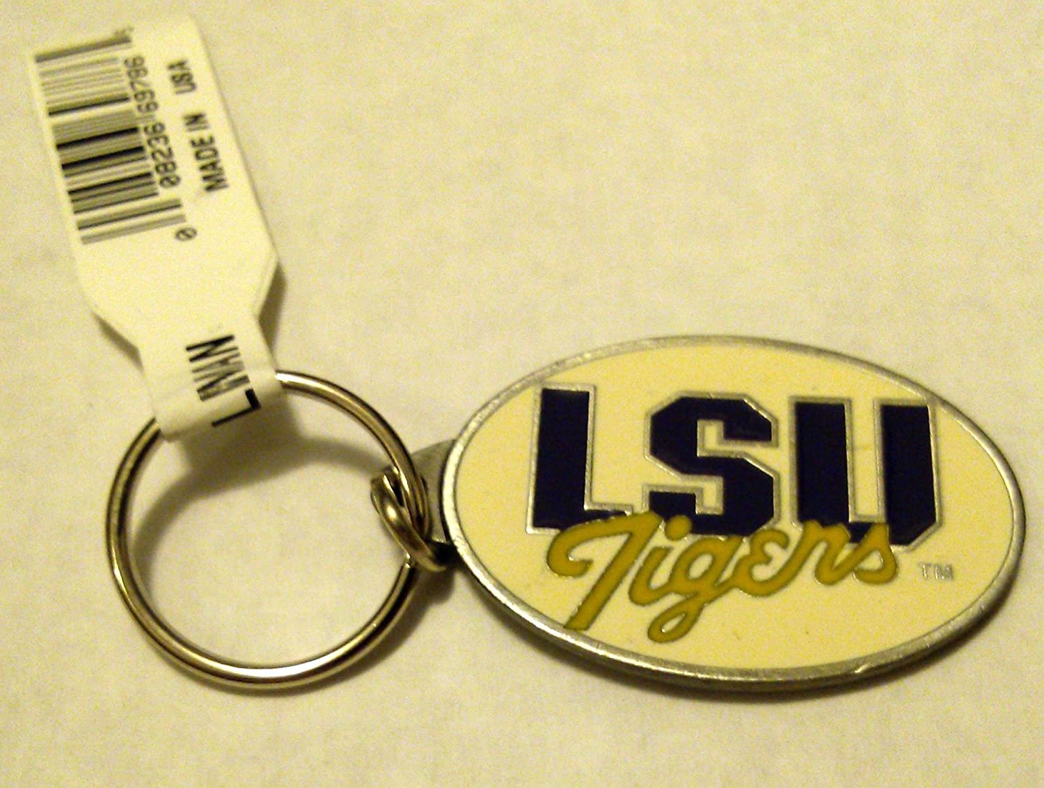 LSU Tigers PREMIUM Pewter Medallion Keychain Key Chain University of