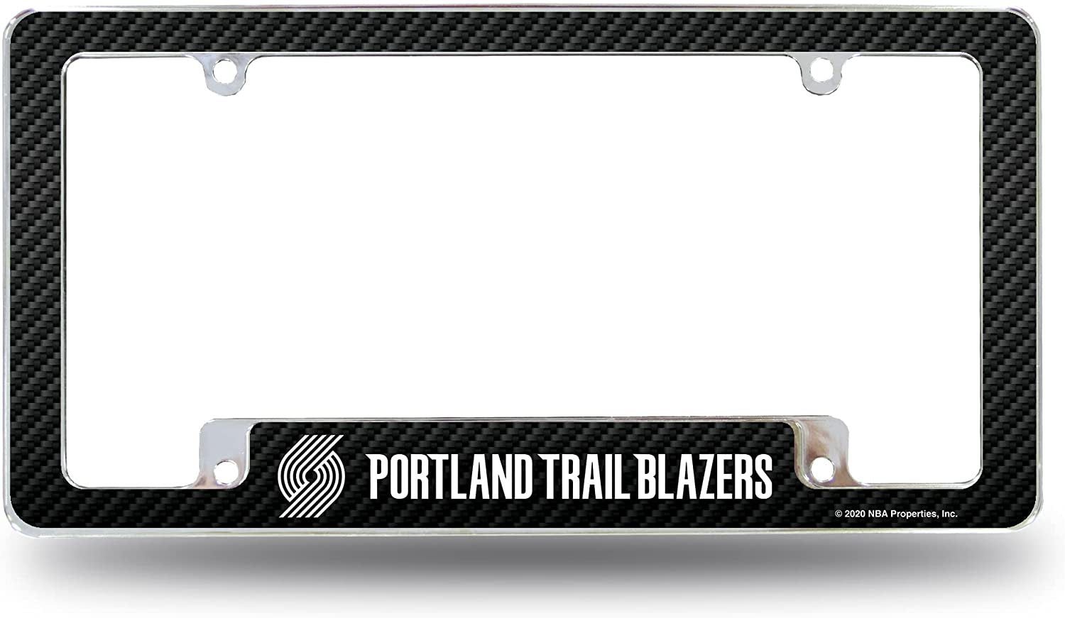 Portland Trail Blazers Metal License Plate Frame Chrome Tag Cover Carbon Fiber Design 12x6 Inch