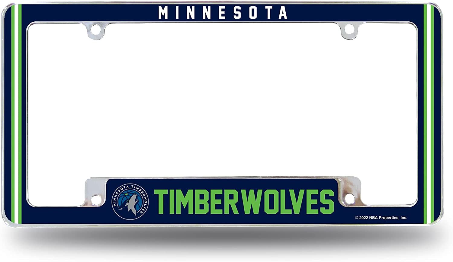 Minnesota Timberwolves Metal License Plate Frame Chrome Tag Cover Alternate Design 6x12 Inch