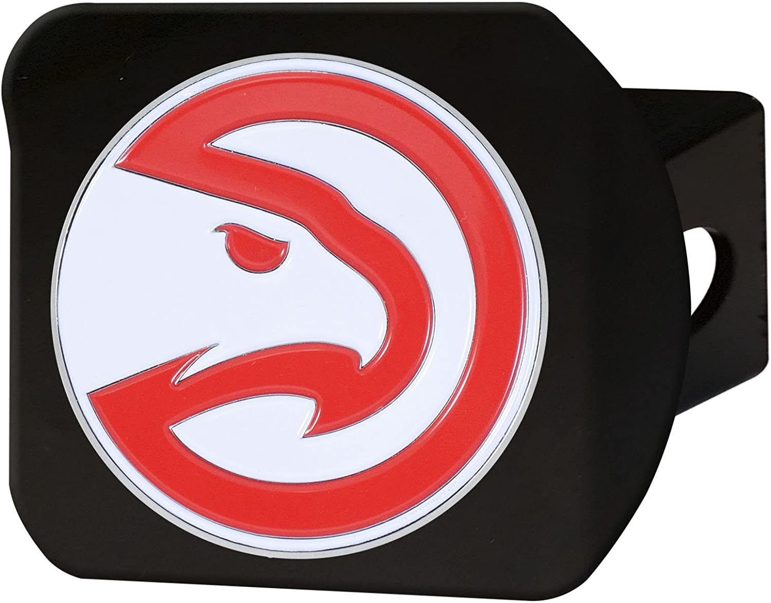 Atlanta Hawks Solid Metal Black Hitch Cover with Color Metal Emblem 2 Inch Square Type III