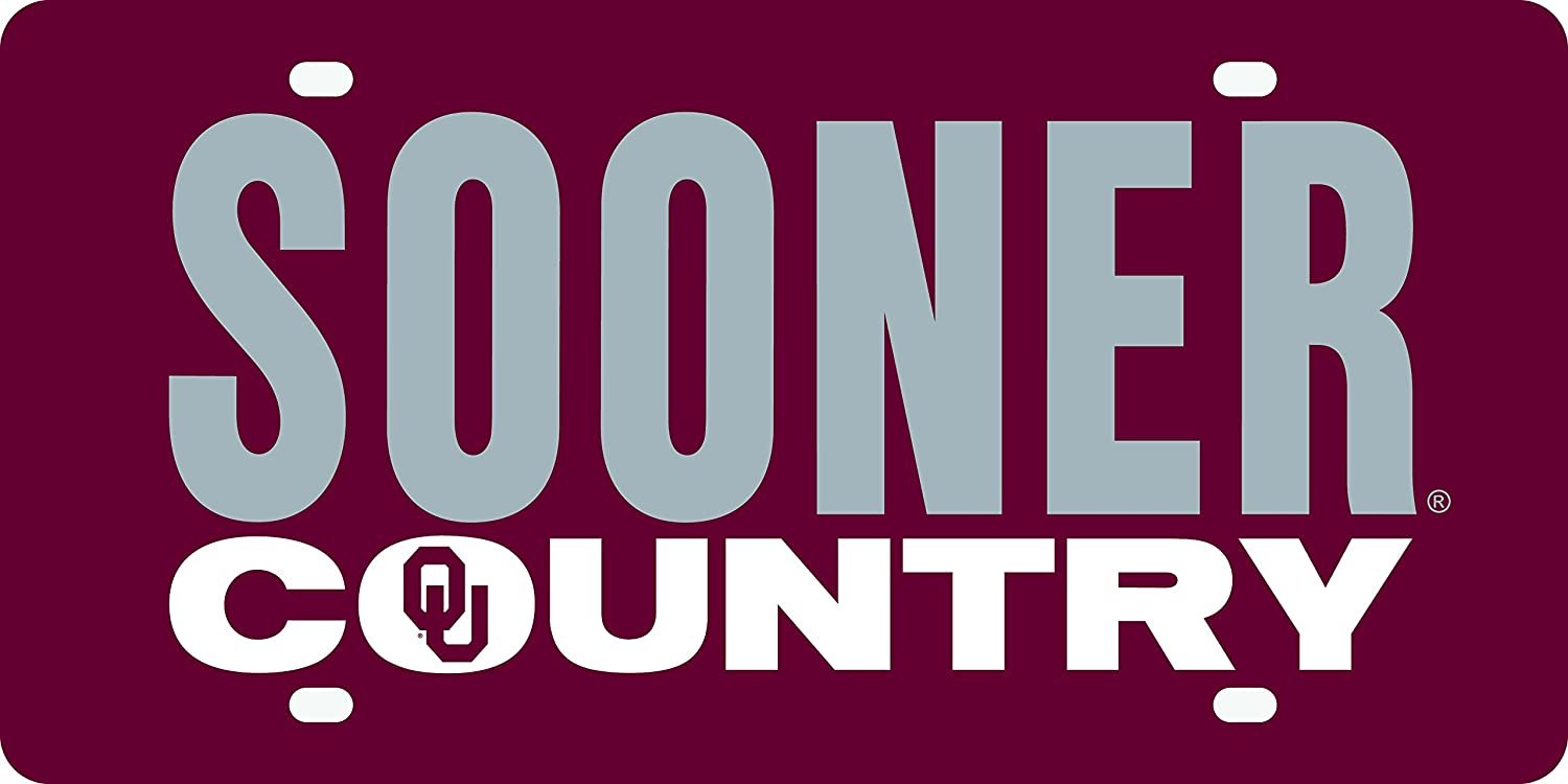 University of Oklahoma Sooners Premium Laser Cut Tag License Plate, Country, Mirrored Acrylic Inlaid, 6x12 Inch