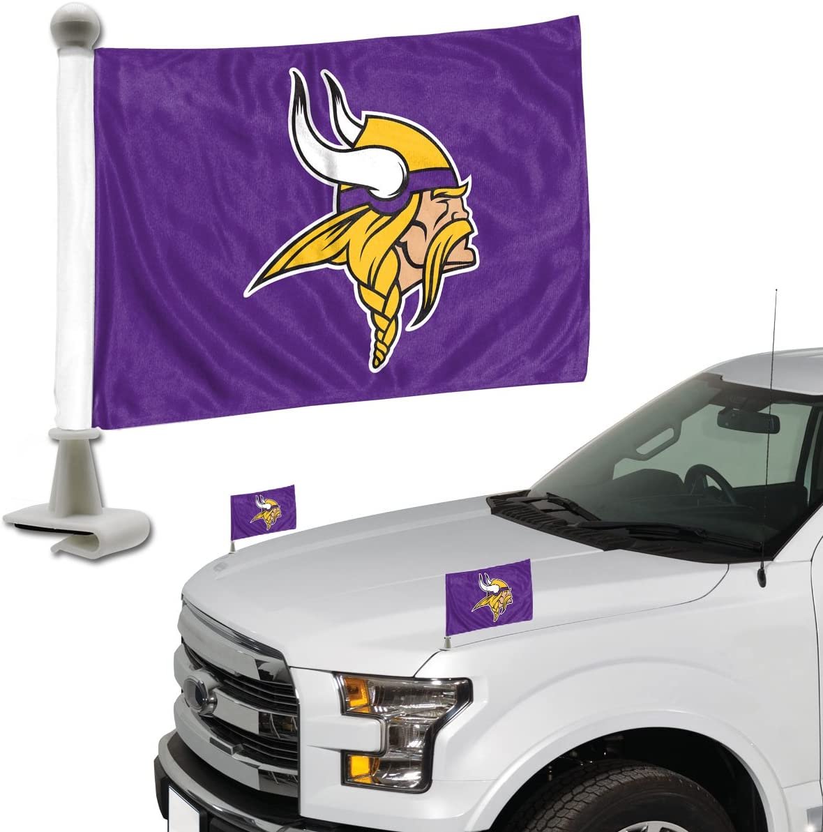 Minnesota Vikings Car Flag Set Ambassador Style 4x6 Inch Set of 2 Team Color