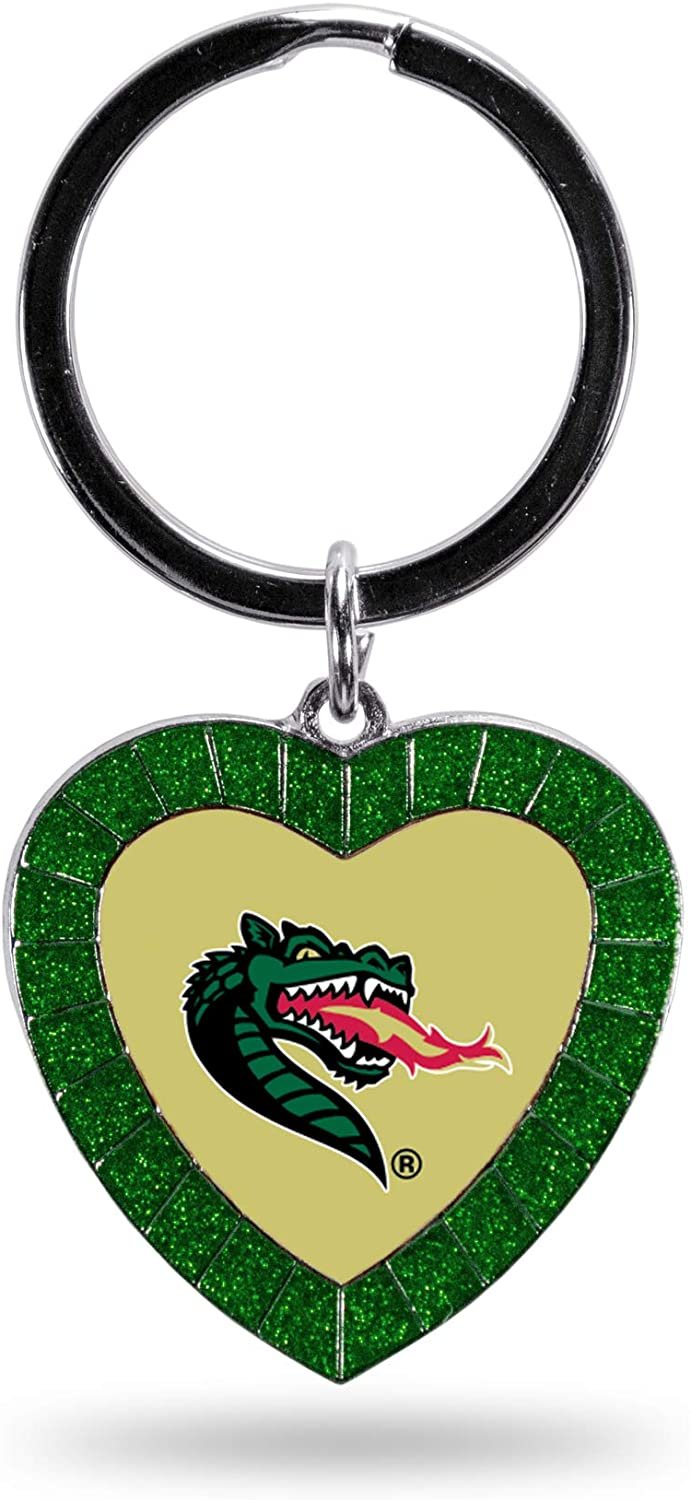 NCAA UAB Blazers NCAA Rhinestone Heart Colored Keychain, Green, 3-inches in length