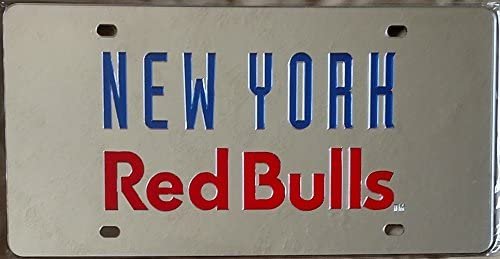 New York Red Bulls Premium Laser Cut Tag License Plate, Mirrored Acrylic Inlaid, 12x6 Inch