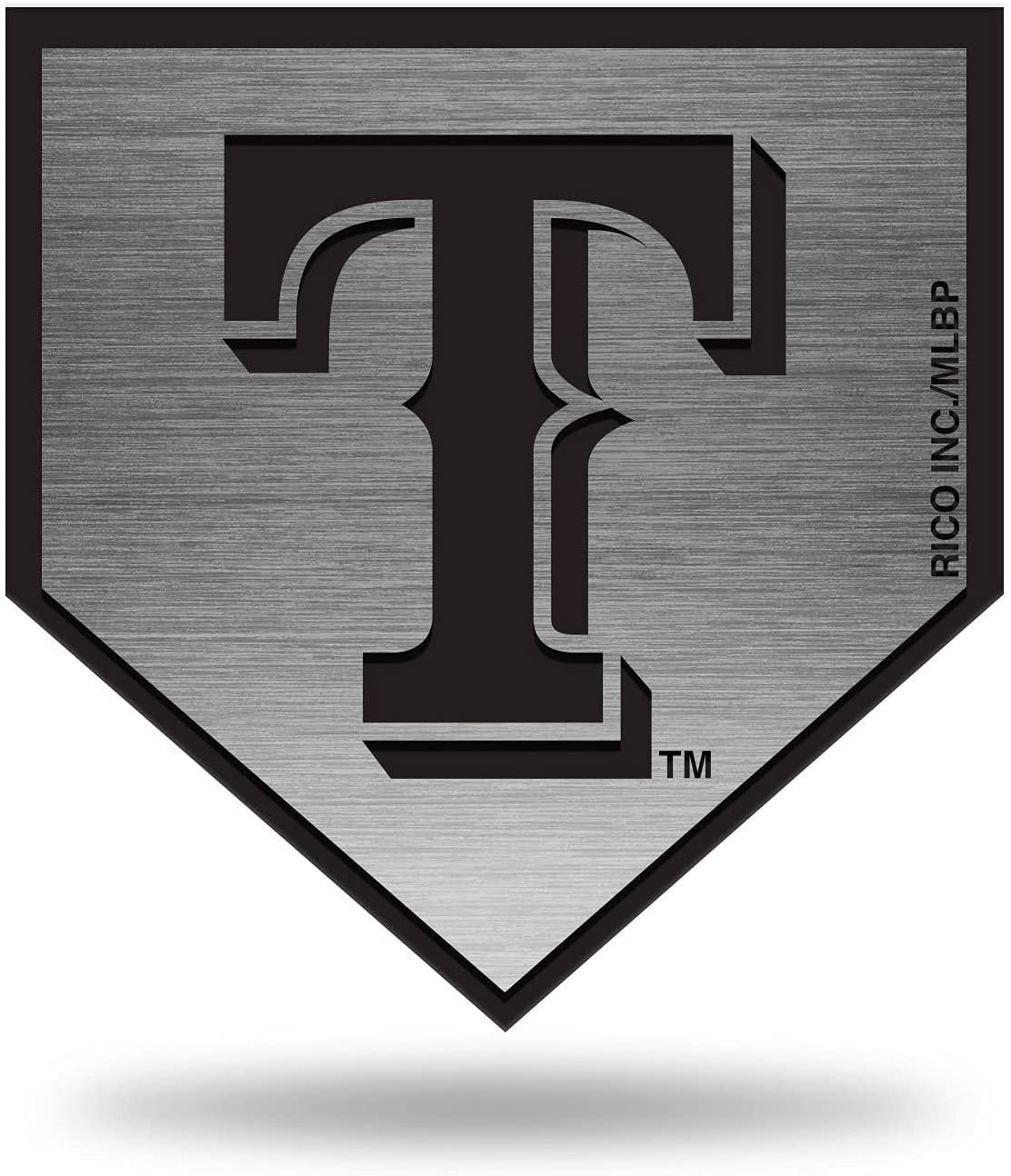 Texas Rangers Auto Emblem Decal Premium Solid Metal Antique Nickel Design Raised Baseball