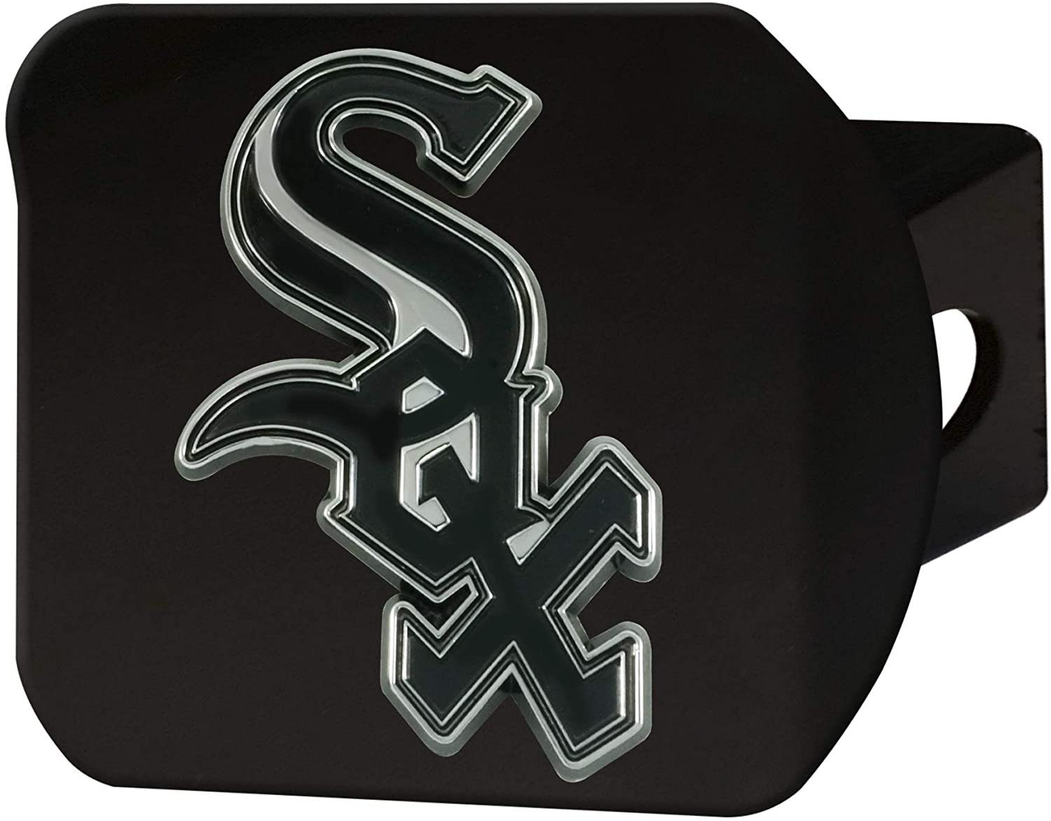 Chicago White Sox Hitch Cover Black Solid Metal with Raised Color Metal Emblem 2" Square Type III
