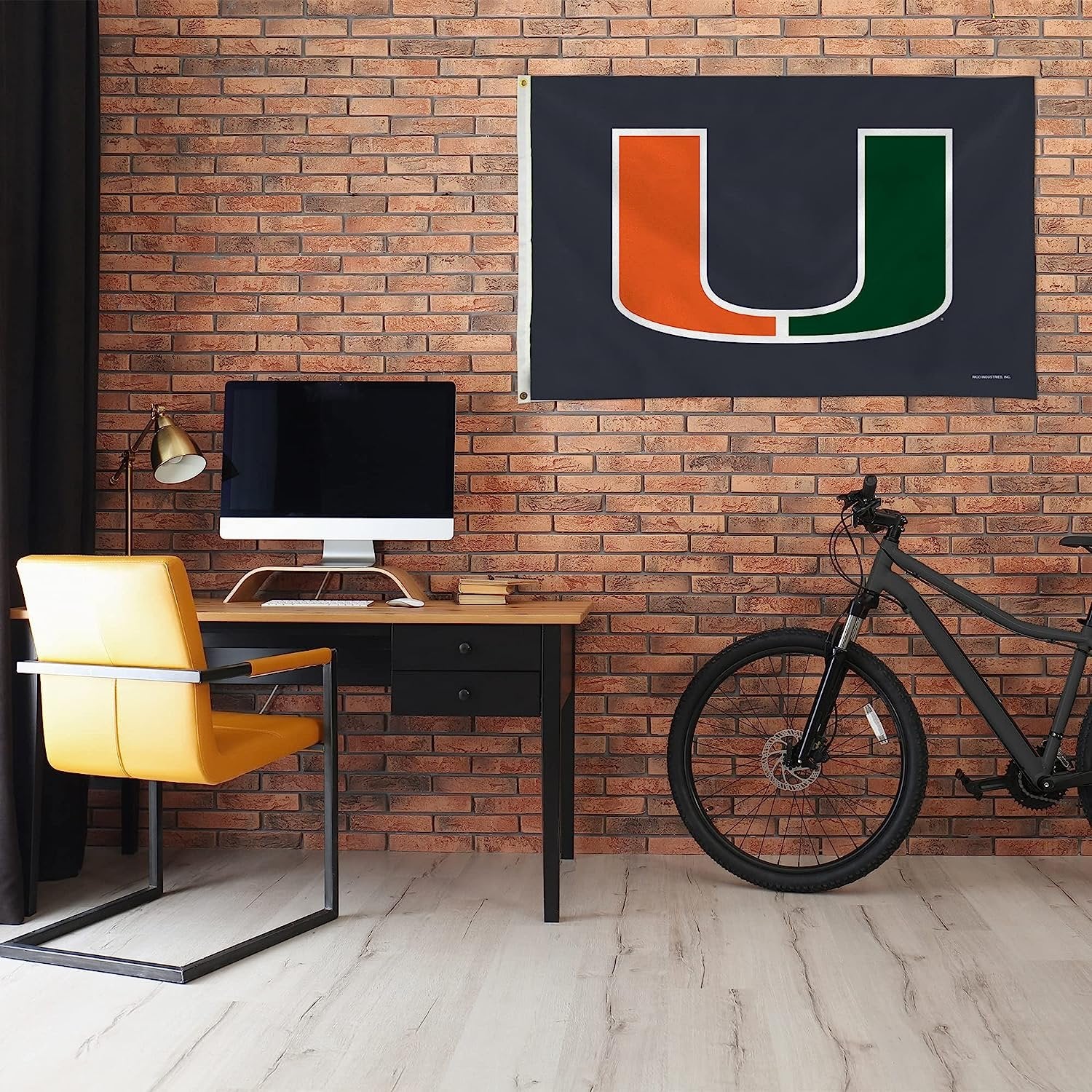 University of Miami Hurricanes Flag Banner 3x5 Feet Metal Grommets Grey Design