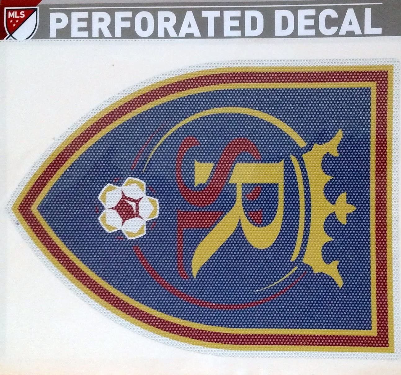 Real Salt Lake MLS 12 Inch Preforated Window Film Decal Sticker, One-Way Vision, Adhesive Backing