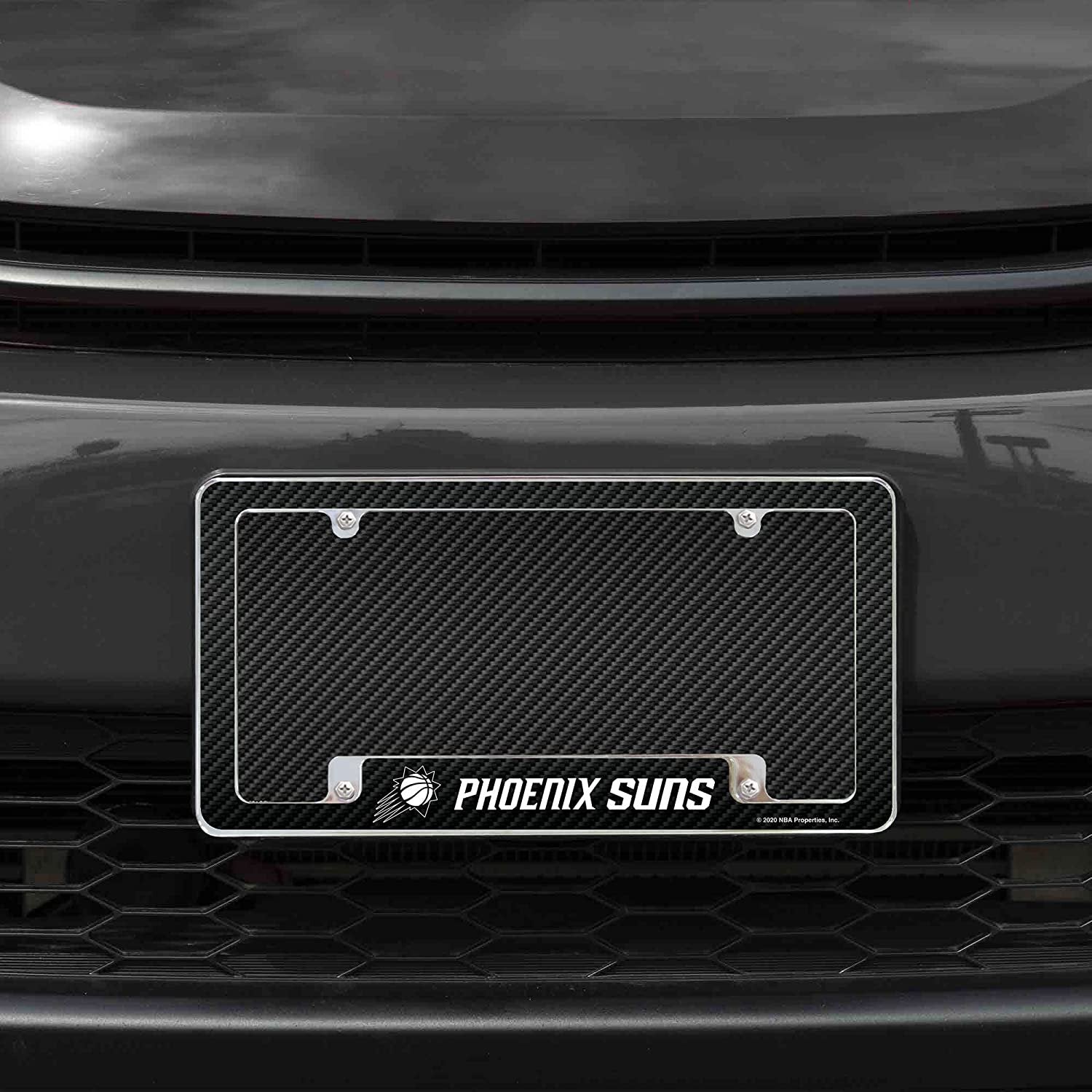 Phoenix Suns Metal License Plate Frame Chrome Tag Cover Carbon Fiber Design 6x12 Inch