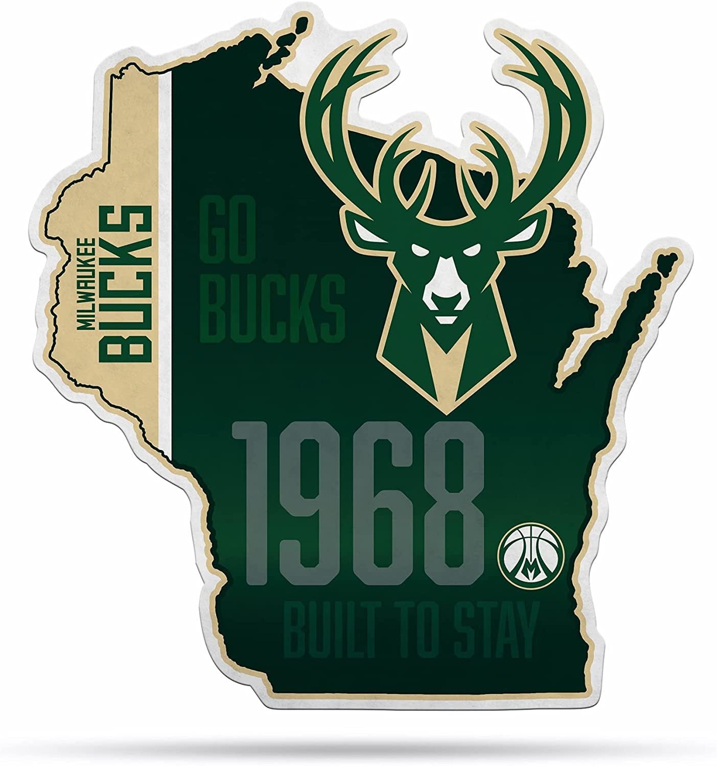 Milwaukee Bucks Soft Felt Pennant, State Shape Design, 18 Inch