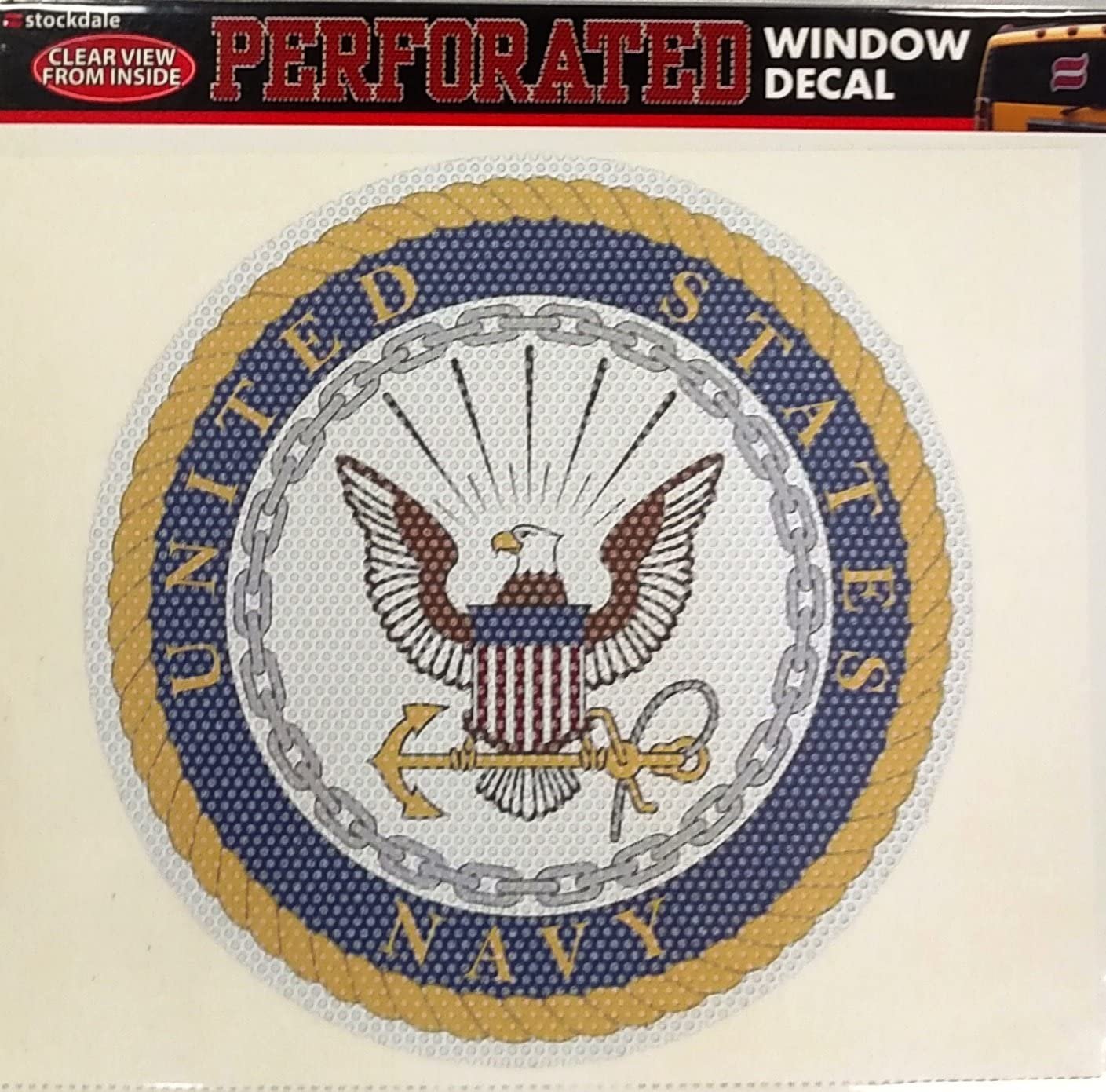 United States Navy Military 8 Inch Preforated Window Film Decal Sticker, One-Way Vision, Adhesive Backing
