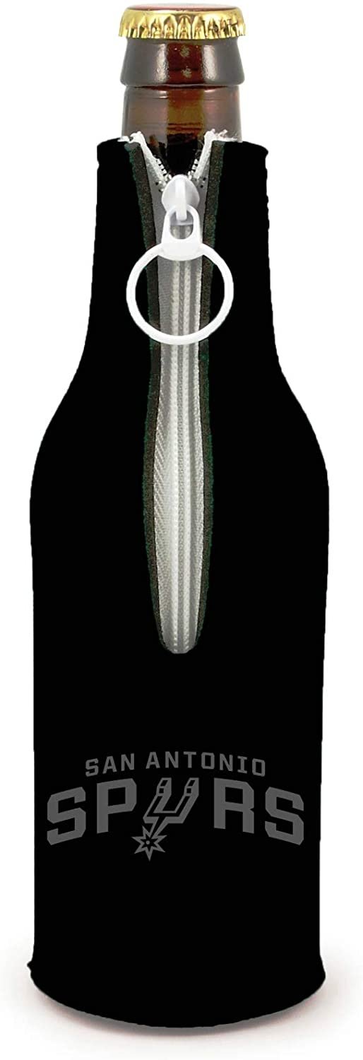 San Antonio Spurs 2-Pack Tonal Black Design Zipper Bottle Neoprene Beverage Insulator Holder Basketball