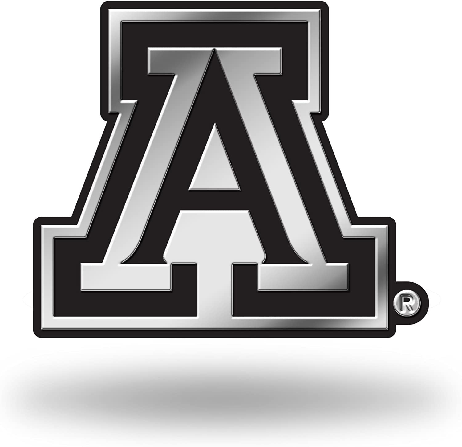 University of Arizona Wildcats Auto Emblem, Silver Chrome Color, Raised Molded Plastic, 3.5 Inch, Adhesive Tape Backing