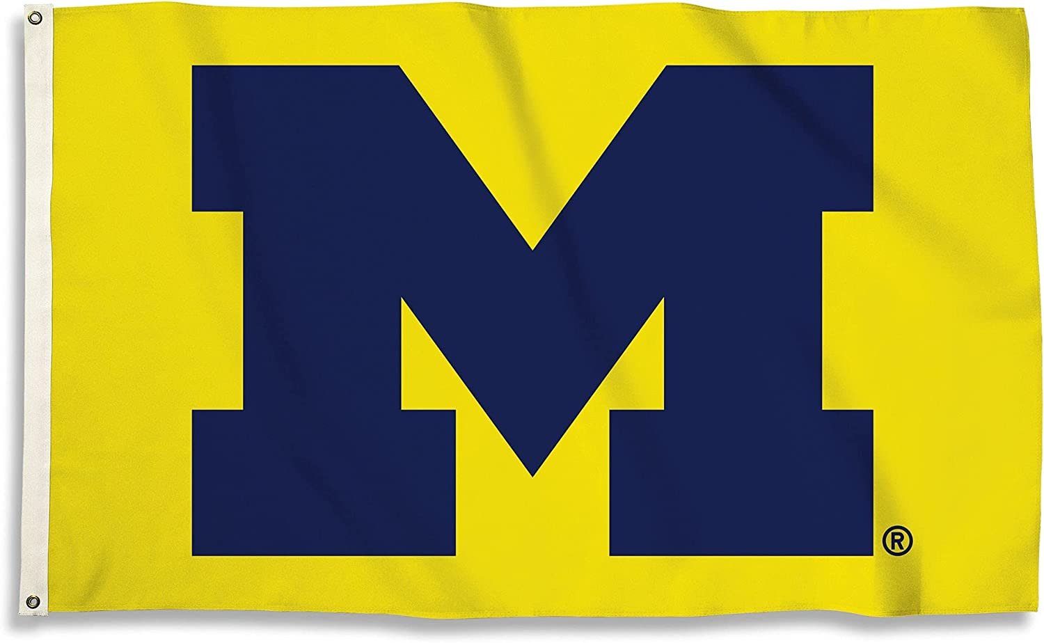 University of Michigan Wolverines 3x5 Foot Flag Banner, Metal Grommets. Outdoor, Single Sided, Yellow Design