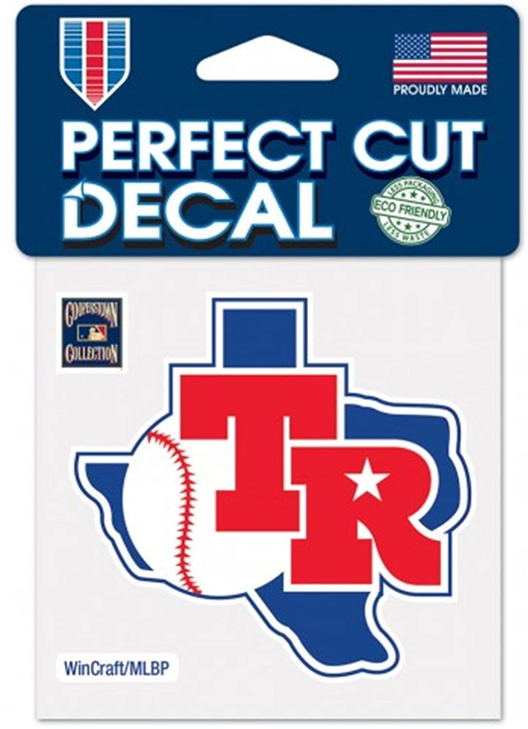 Texas Rangers 4x4 Inch Die Cut Decal Sticker, Retro Cooperstown Logo, Clear Backing