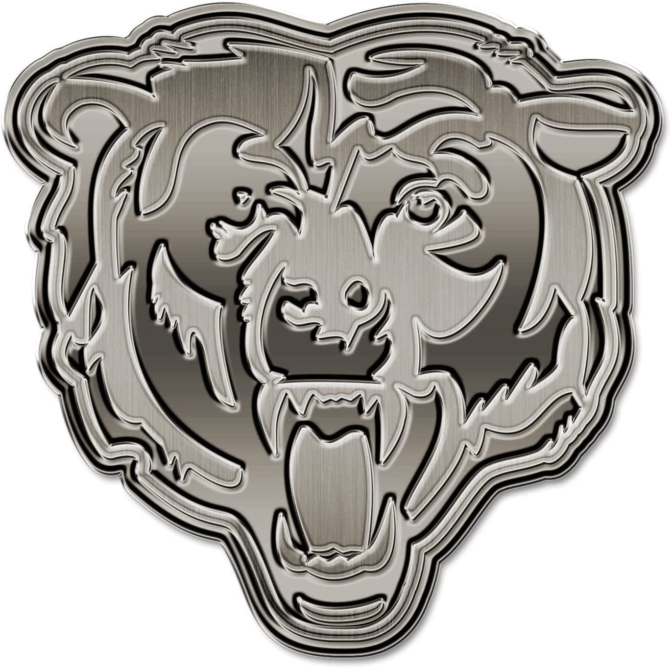 Chicago Bears Solid Metal Auto Emblem Antique Nickel Design