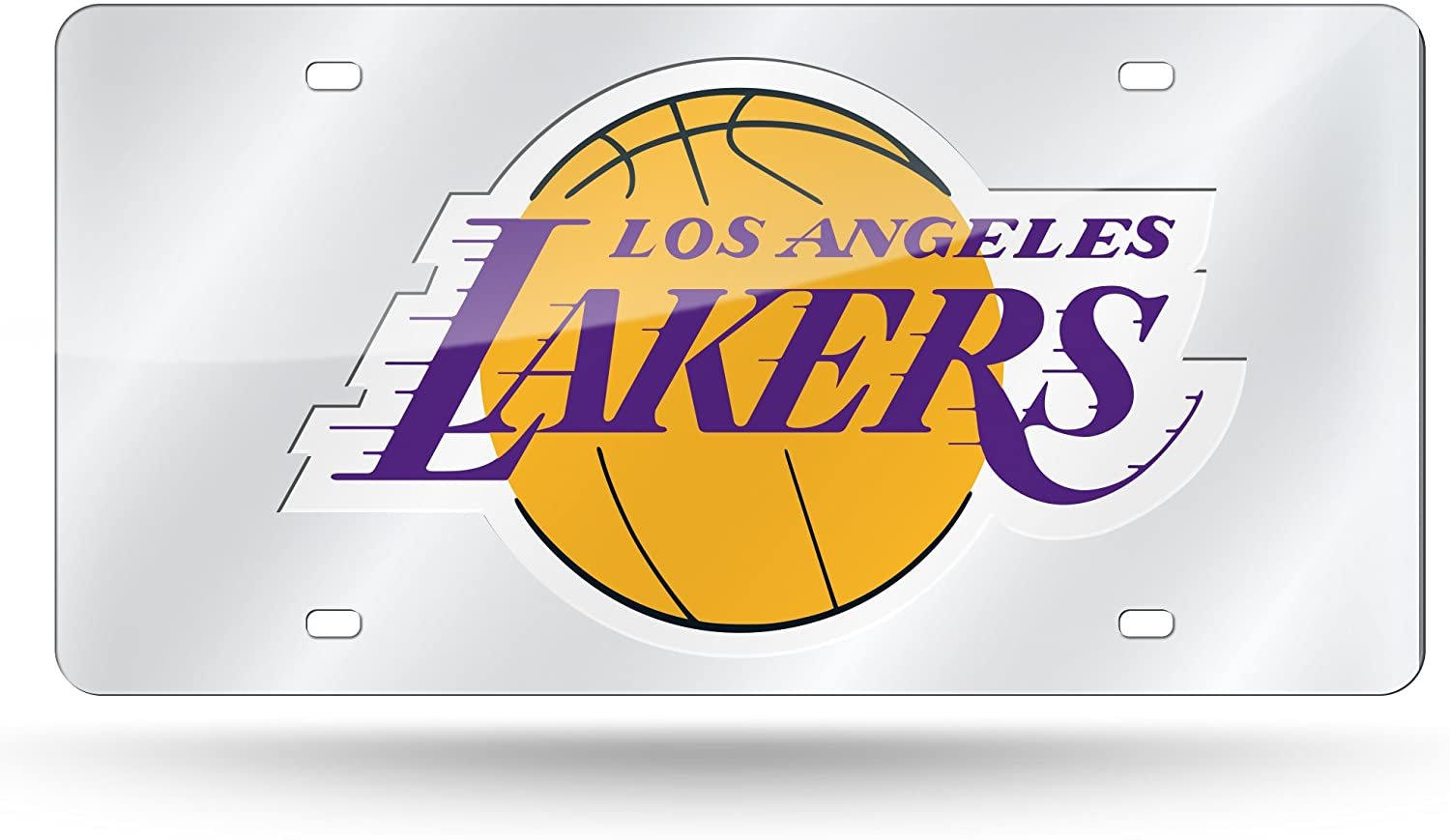 Los Angeles Lakers Premium Laser Cut Tag License Plate, Mirrored Acrylic Inlaid, 12x6 Inch