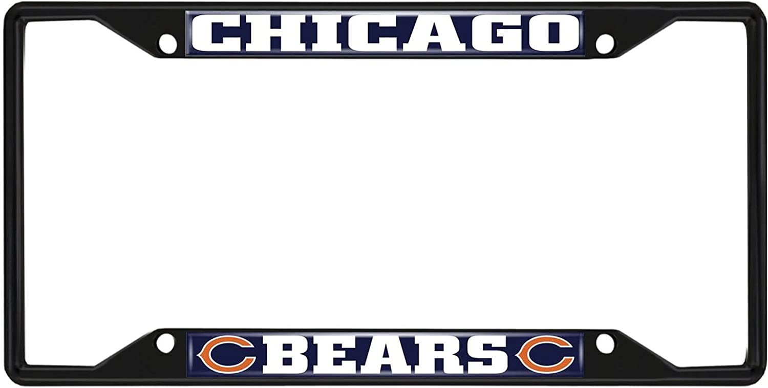 Chicago Bears Black Metal License Plate Frame Tag Cover 6.25x12.25 Inches