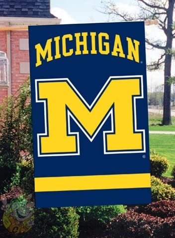 University of Michigan Wolverines Banner Flag Premium Double Sided Embroidered Applique 28x44 Inch