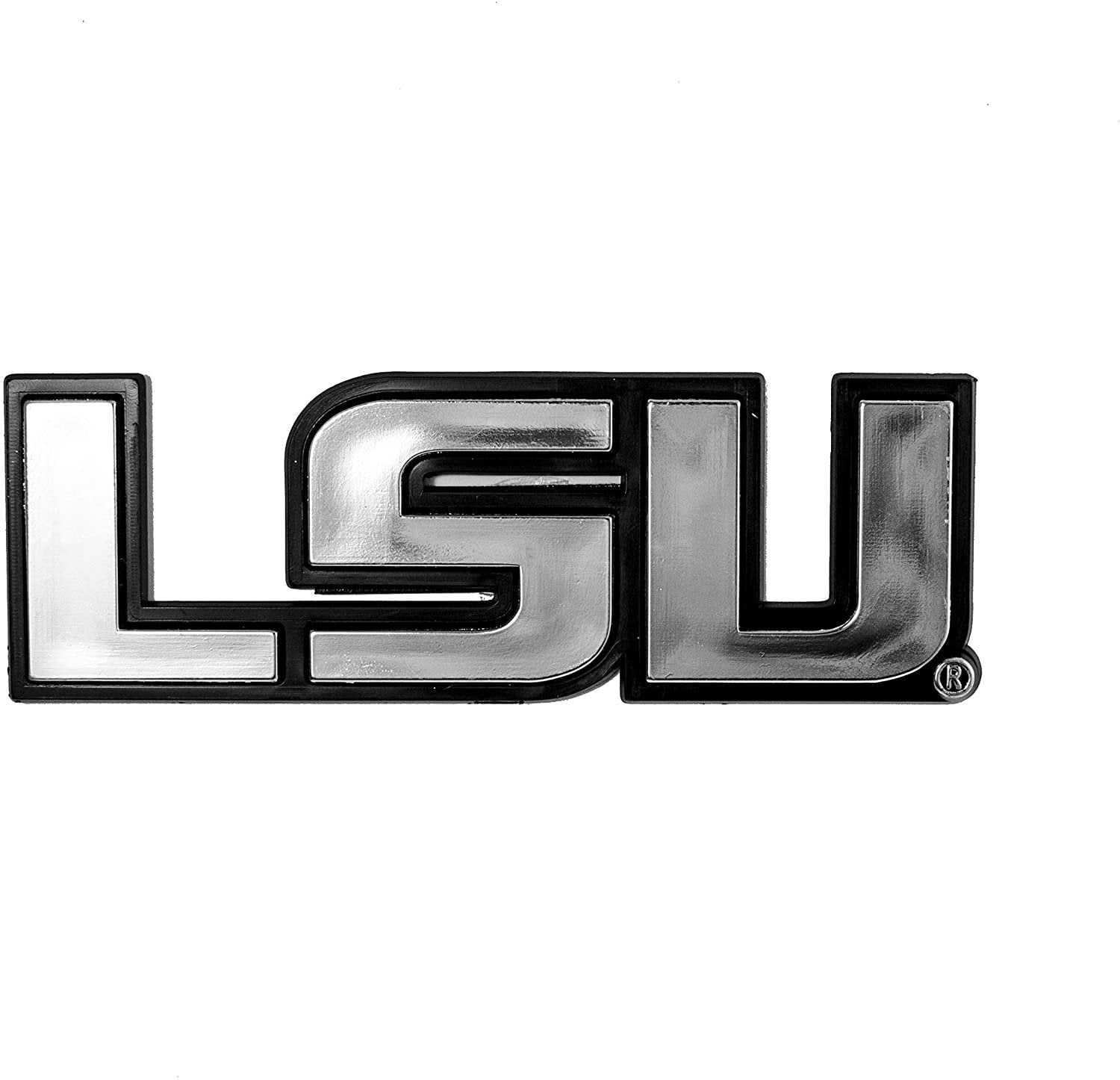 Louisiana State University LSU Tigers Auto Emblem, Plastic Molded, Silver Chrome Color, Raised 3D Effect, Adhesive Backing