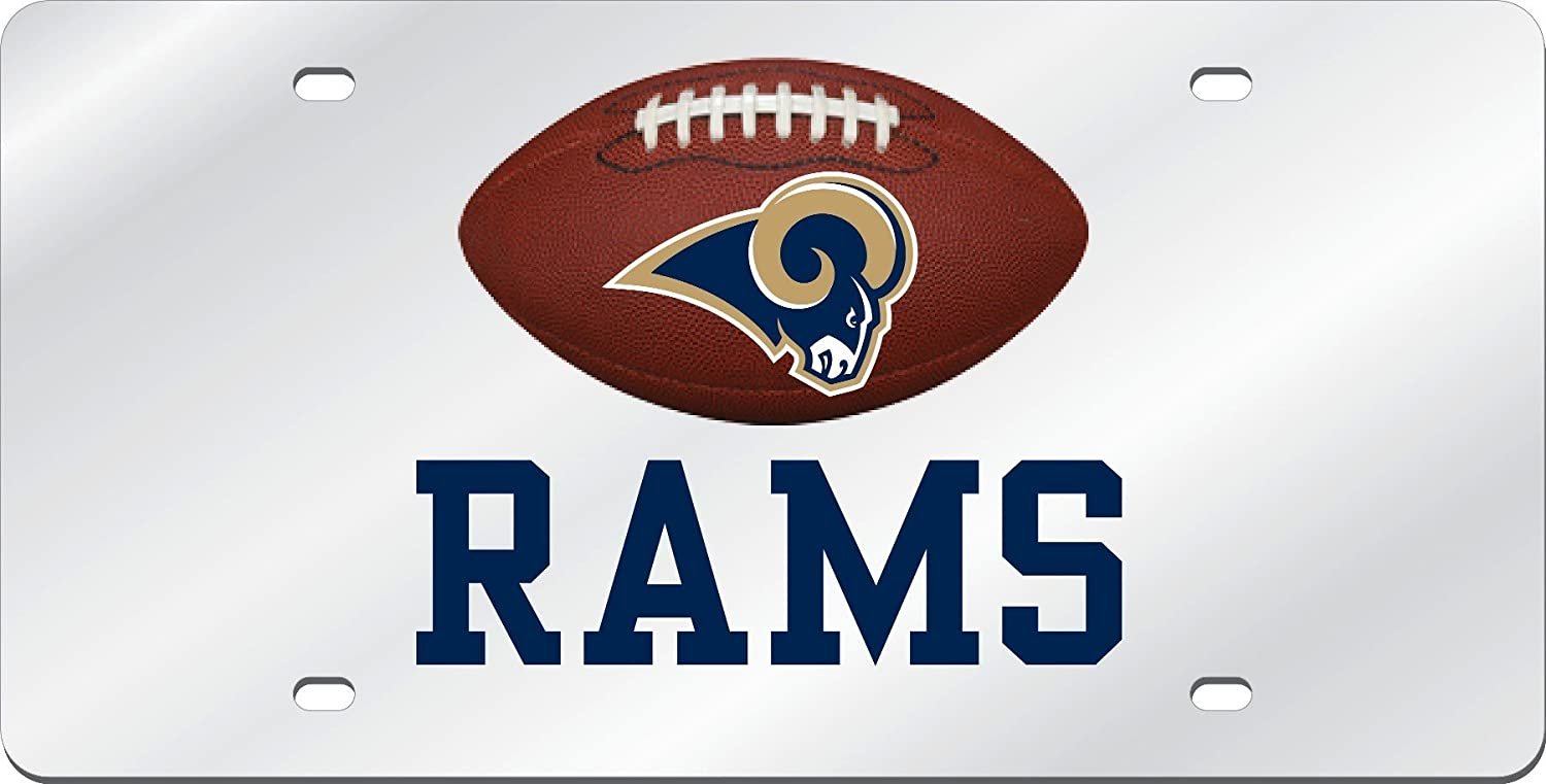 Los Angeles Rams Premium Laser Cut Tag License Plate, Football, Mirrored Acrylic Inlaid, 6x12 Inch