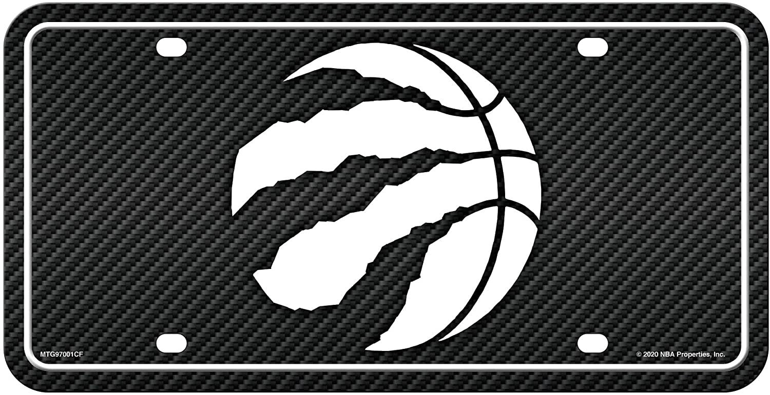 Toronto Raptors Metal Auto Tag License Plate, Carbon Fiber Design, 6x12 Inch