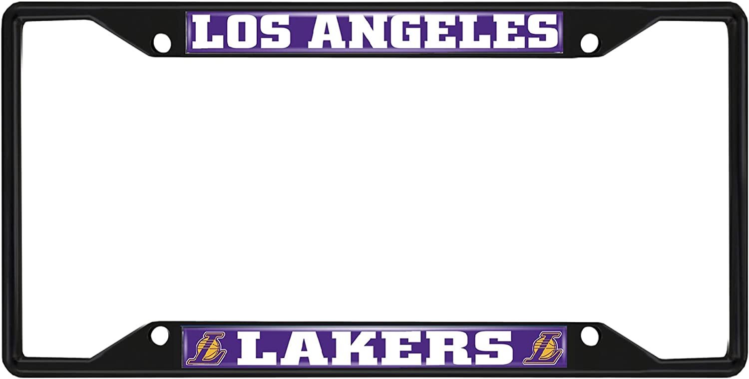 Los Angeles Lakers Black Metal License Plate Frame Tag Cover, 6x12 Inch